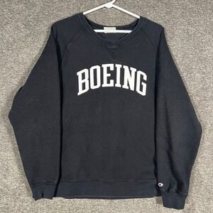 Champion Reverse Weave‎ Boeing Sweatshirt Mens XL Black Crewneck Pullover